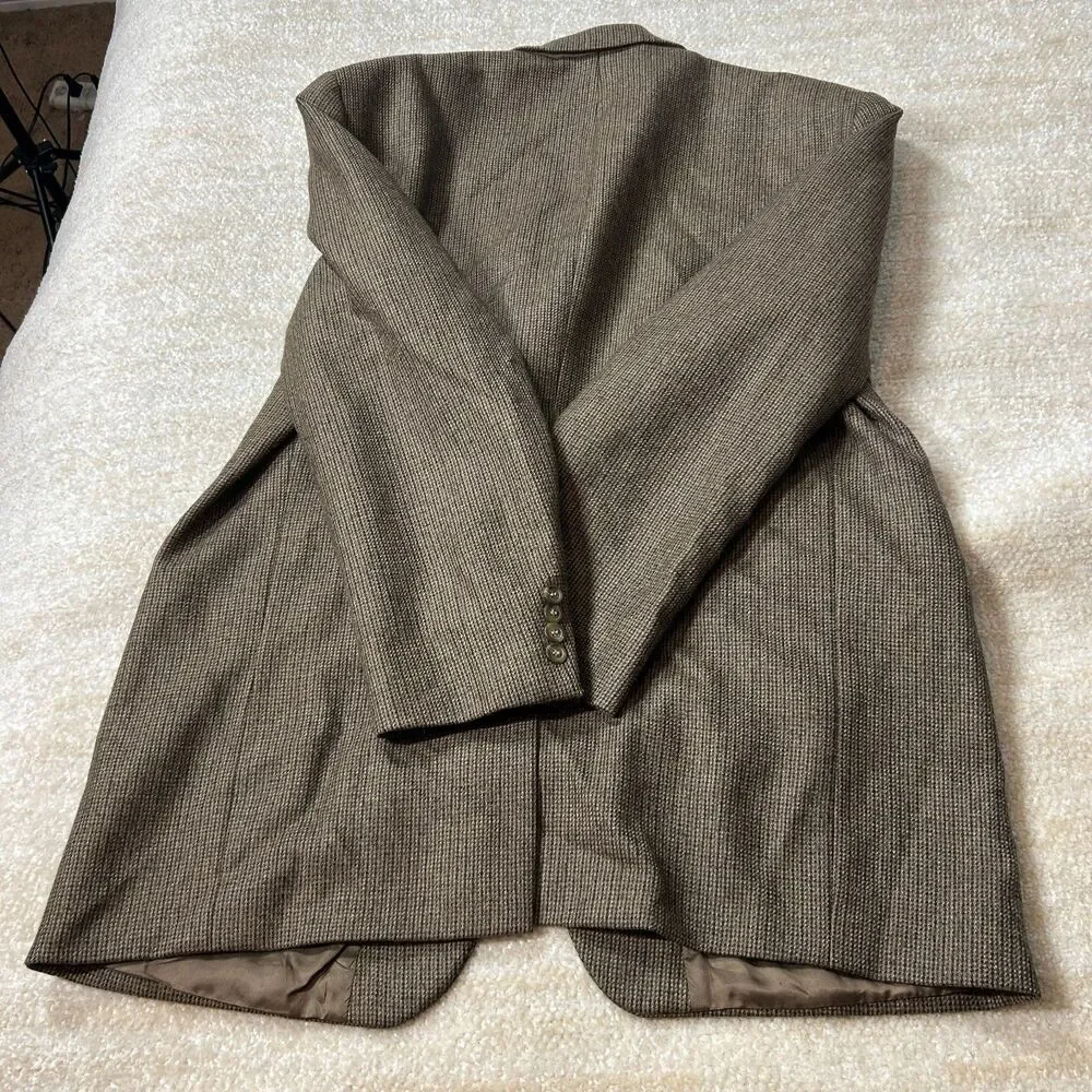 Chaps Ralph Lauren 48 T Brown Herringbone Wool Blazer Jacket Men Macy's